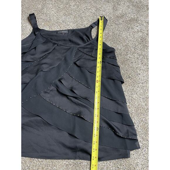Lane Bryant Women TANK TOP Layered Ruffle Studded Black Shine Size 24 - Picture 6 of 8